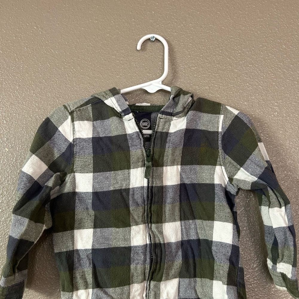 Wonder Nation Green and White Plaid Kids Jacket